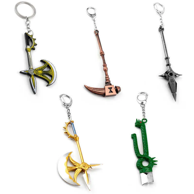 Sleutelringen Anime Trinket Keychain The Seven Deadly Sins Keyrings Weapon Model Pendant Keyholder Car Keyfob Backpack Key Chain Llaveros G230210