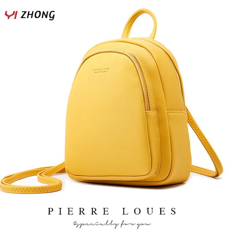 School Bags YIZHONG Leather Mini Backpack MultiFunction Small Backpack Purse Designer Famous Brand Women Bags Simple Shoulder Bag Mochila 230211