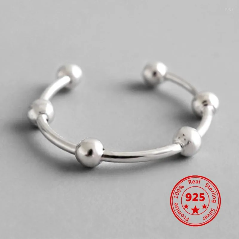 Bagues de cluster 2023 925 Sterling Silver Perles Ouvertes Bague Pour Femmes Fille Doigt Simple Style Anti Stress Anxiété Lady Bijoux De Mode