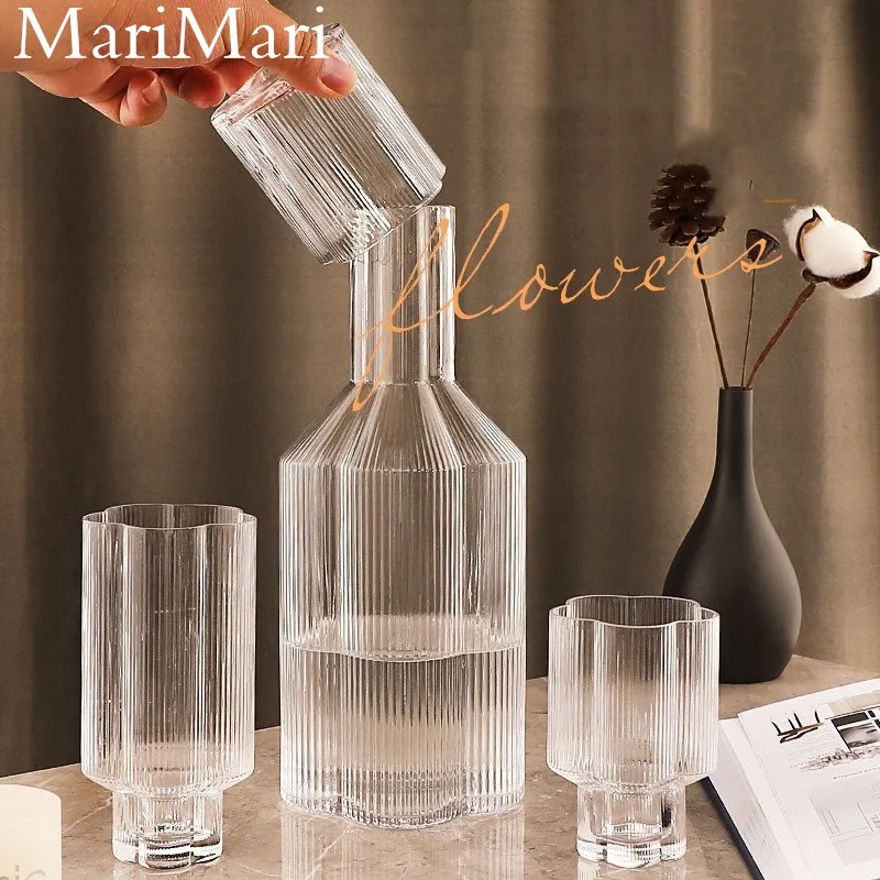 Wine Glasses MariMari Ripple Cups Set Home Table Decor Creative Drinkware Water Coffee Drinks Flower Goblet Carafe ware 230210