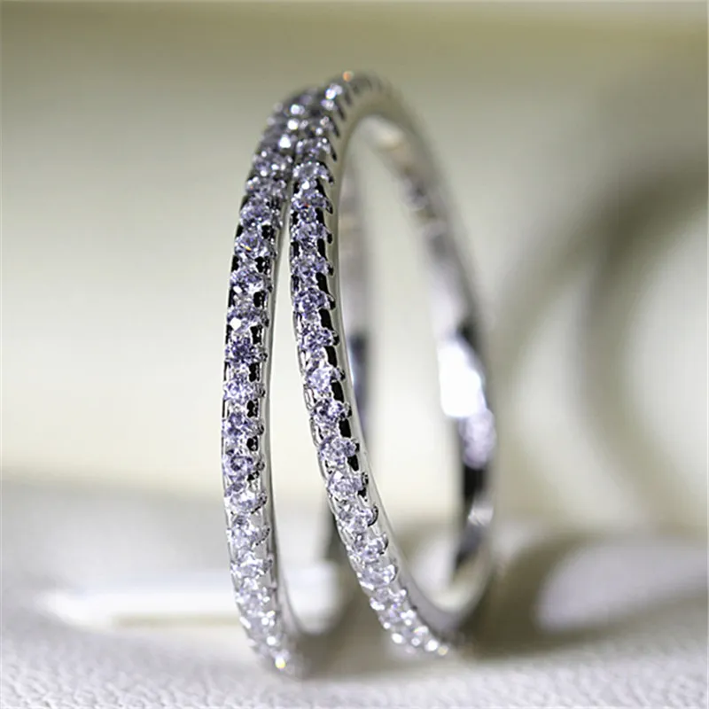 Ringar för kvinnor brud bröllop smycken engagemang parti ring vit guldfärg silver pläterad anel cc709