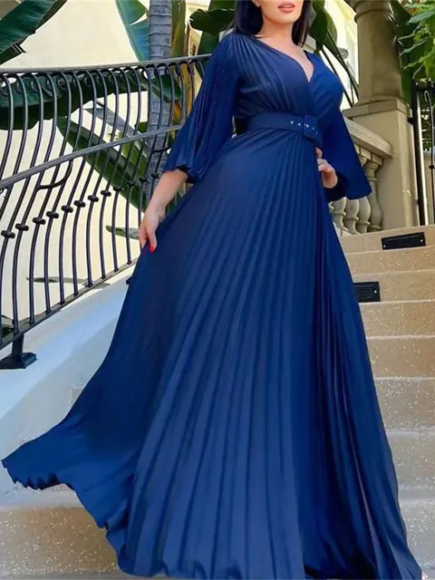 princess polly baby blue dress Yellow V-Neck Empire Waist Ankle-Length Party Dress for Women with Belt and  Flare Long Sleeves from Dhgate Urban Sexy Dresses