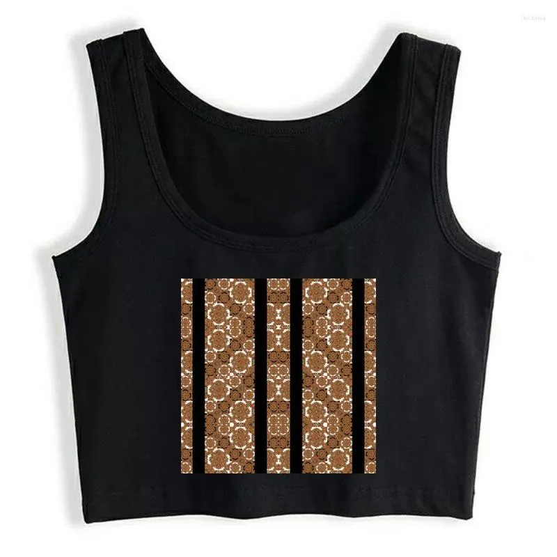 Damestanks Crop Top Orange and Black Fashion Inscriptions Mouwloze dames tops Blusas Mujer de Moda 2023 Verano Gym Tank Women