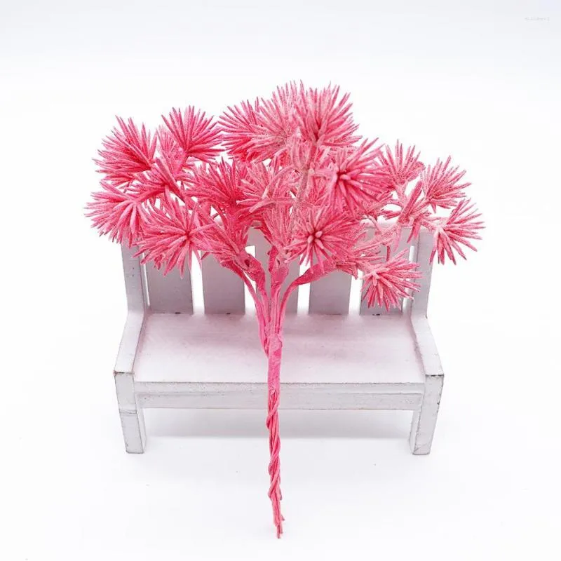 Fleurs décoratives 6pcs fleur artificielle gland feuille plante bouquet pour mariage maison décoration de noël bricolage couronne scrapbooking artisanat faux