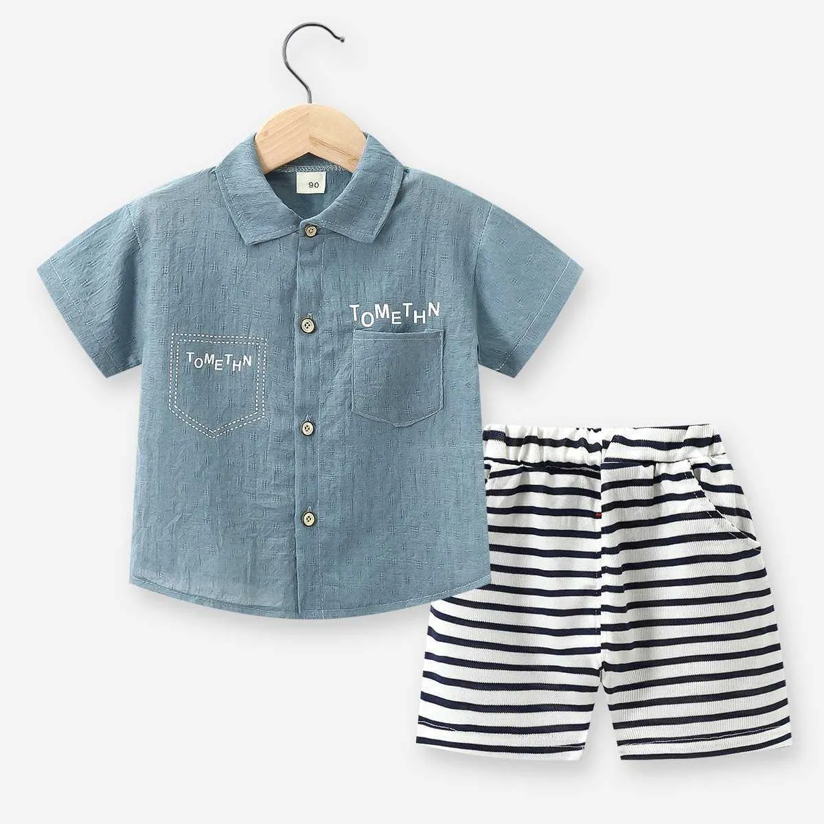 Sets Baby Boys Girls Summer Shortsleeveved Suits Jaar Jaar Kids Rapel Shirt Shorts Piece Fashion Children's Boutique Clothing Set