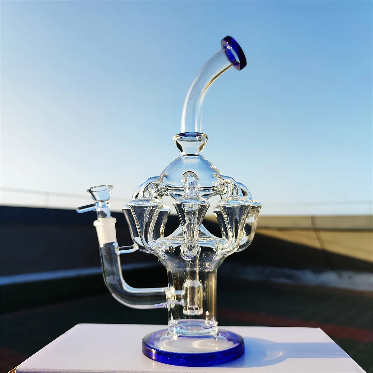 2023 Heady Bong Dab Rig Heavy Thick 8 Arms Octopus Lookah Narghilè su larga scala Bong in vetro Recycler Tubi Bong d'acqua Pipa da fumo 14,4 mm Ciotola e Banger Perc maschio