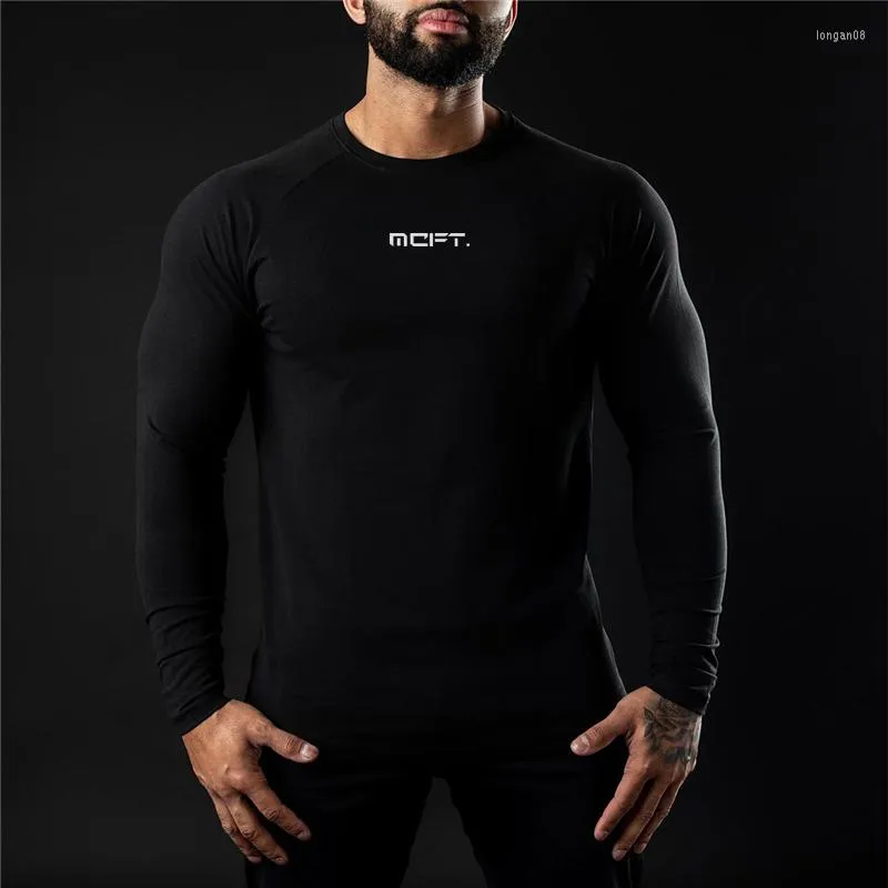 Heren t shirts heren gym merk fitness casual mode lange mouw bodybuilding ademende sport herfst en winter trend slanke o-neck