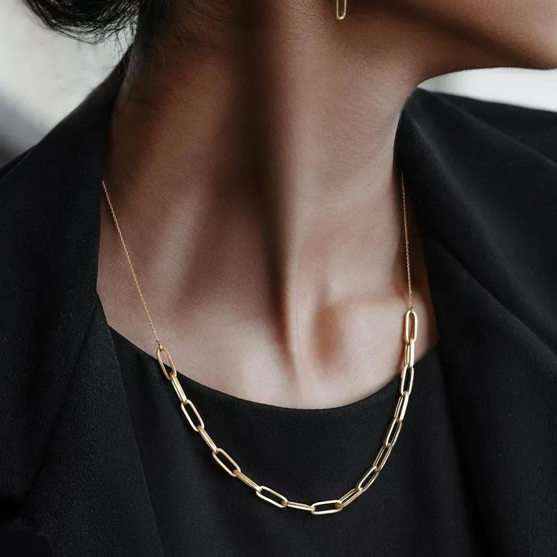 Colar de colar de cadeia Mulheres 2023 Trend Gold Color Women's Neck for Cheker JewelryPenda