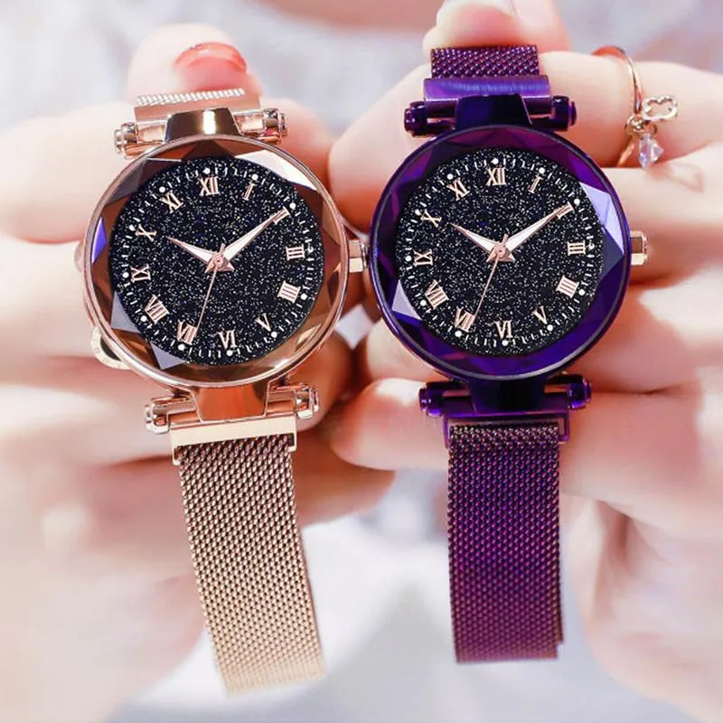 Wristwatches Fashion Women Watches Luxury Diamond Ladies Starry Sky Magnet Watch Waterproof Female Wristwatch For Gift Clock