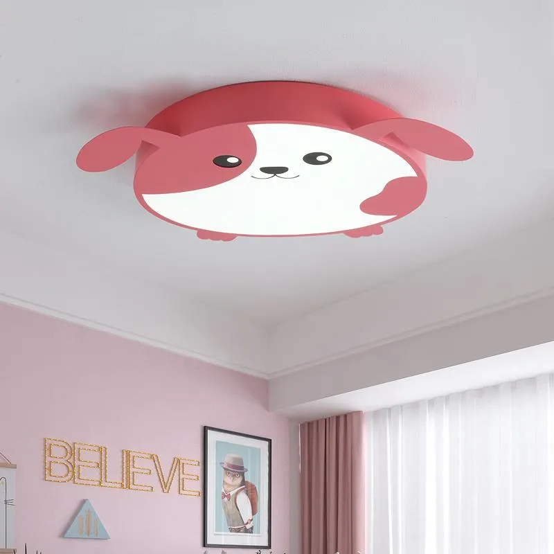 Plafonniers Moderne Led Lumière Enfants Chambre Rose Vert Chien Lightis Pour Enfants Bébé Chambre Éclairage À La Maison Lampe Décorative