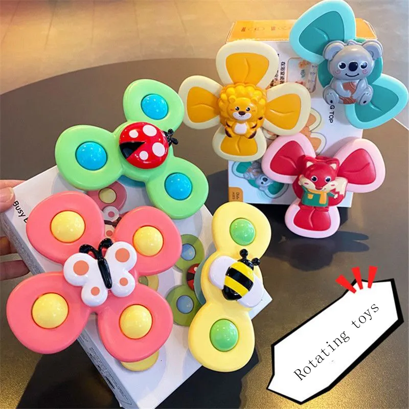 Spinning Top Suction Cups Spinning Top Toy for Baby Infant Insect Gyro Relief Stress Utbildningsleksaker Sugar Roterande rattle Set Bath Toys 230210