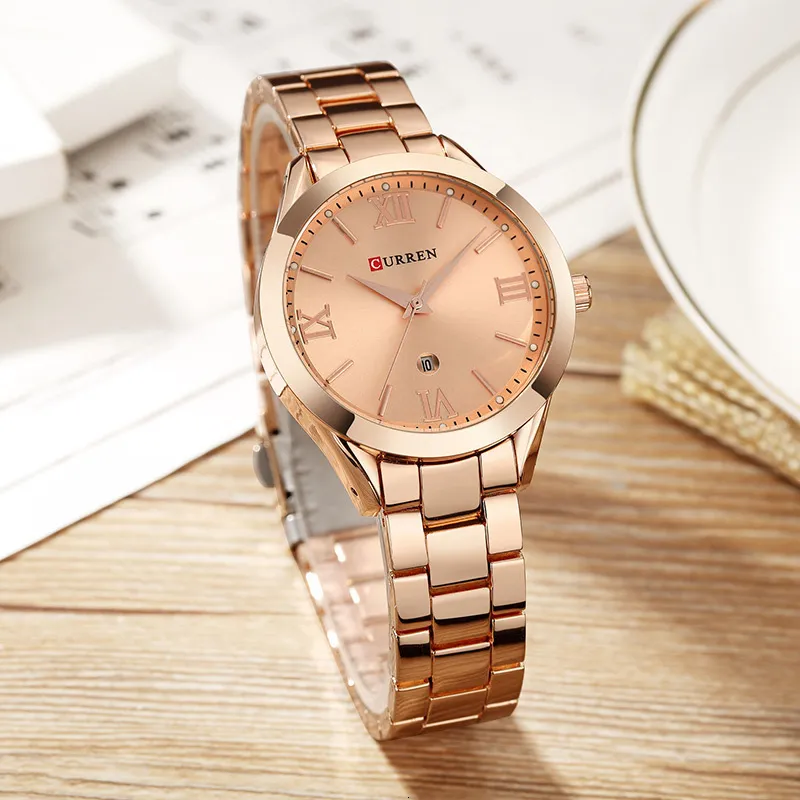 Zegarek curren złota zegarek kobiet obserwuje kobiety kreatywne stalowe kobiety bransoletka żeńska kobietę renogio feminino Montre femme 230291h