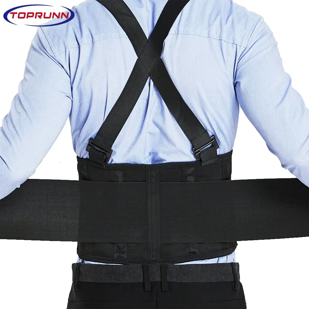 Support de taille Ceinture de soutien de taille réglable travail industriel attelle dorsale lombaire Fitness haltérophilie ceinture arrière avec bretelles 230210