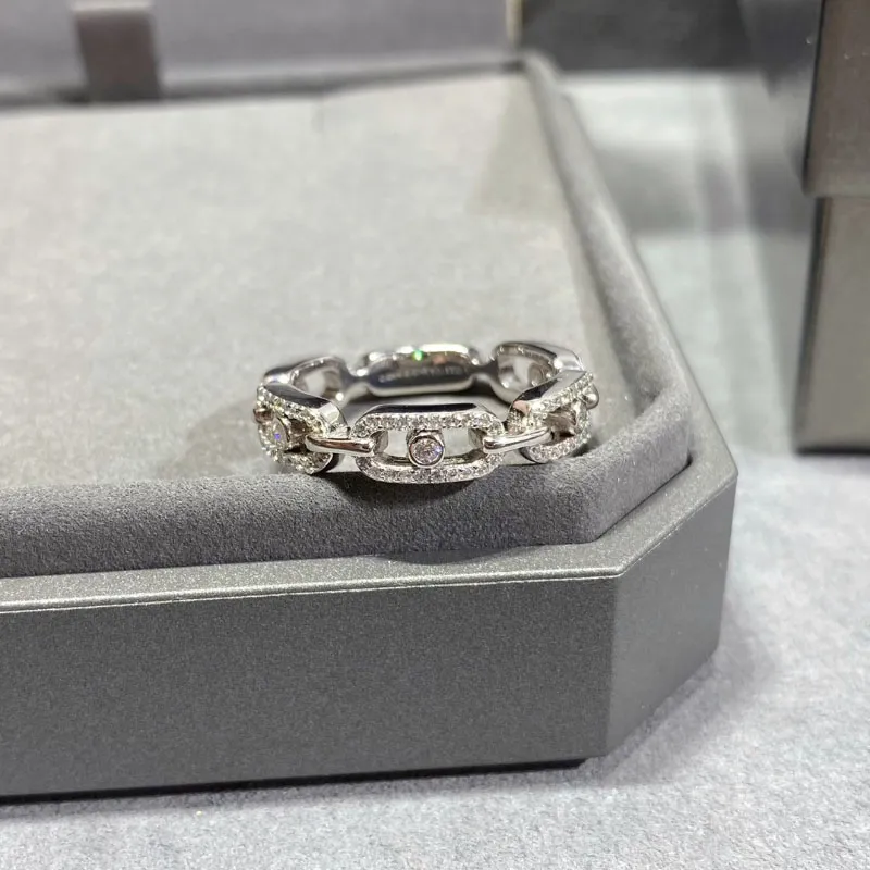 925 Srebrne pierścienie dla kobiet Pierścień Ślubna 18K Rose Gold Full Rhinestone Ring305d