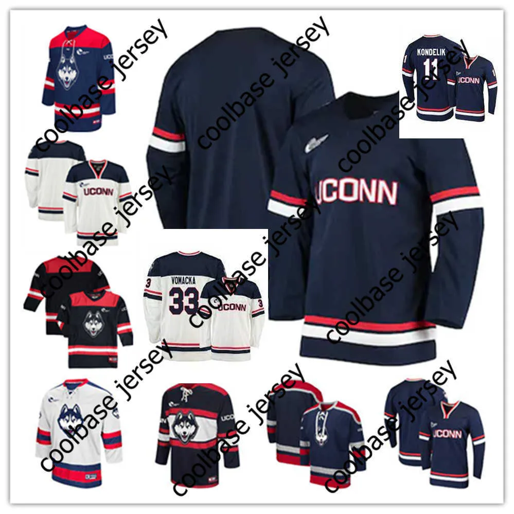 Maillot de hockey NCAA UCONN Huskies Matt Scherer Sean Erickson Alex Gerke Matt Grogan Brant Harris Scott Tomes Brad Smith Maxim Letunov Tage