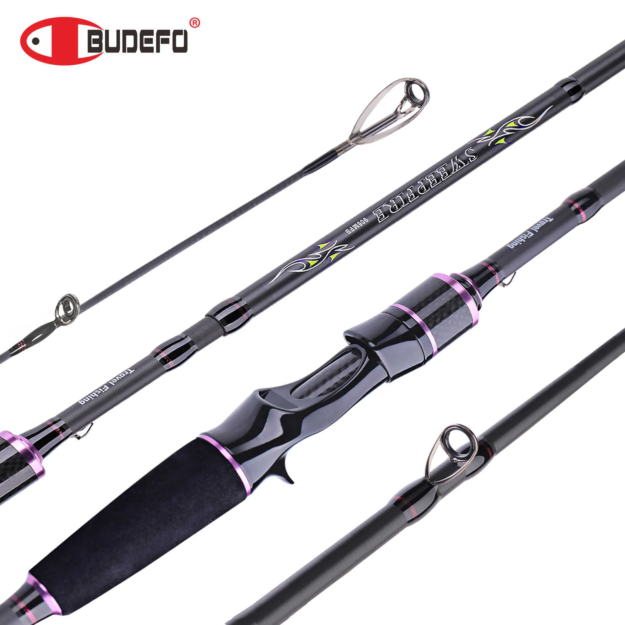 Boot Angelruten BUDEFO SWEEPFIRE Carbon Spinning Casting Angelrute 165m 195m 21m 24m 27m Baitcasting reise Pesca 530g J230211