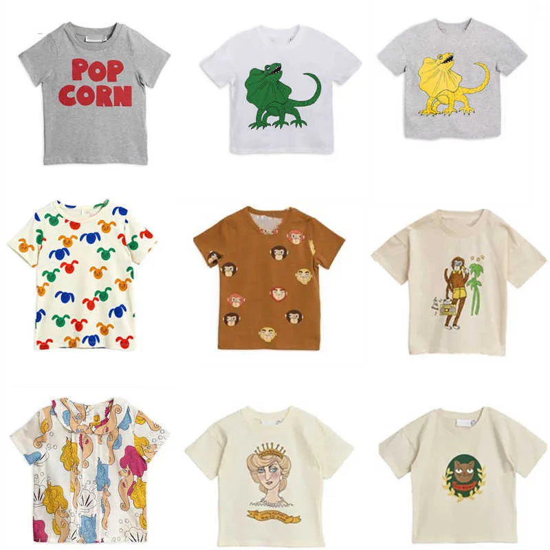 T-shirts New Summer Mini Brand Kids T-shirts Baby Girls Clothes Cartoon Short Sleeve Toddler Christmas Shirt Striped Shirt Boys Tops Tees T230209