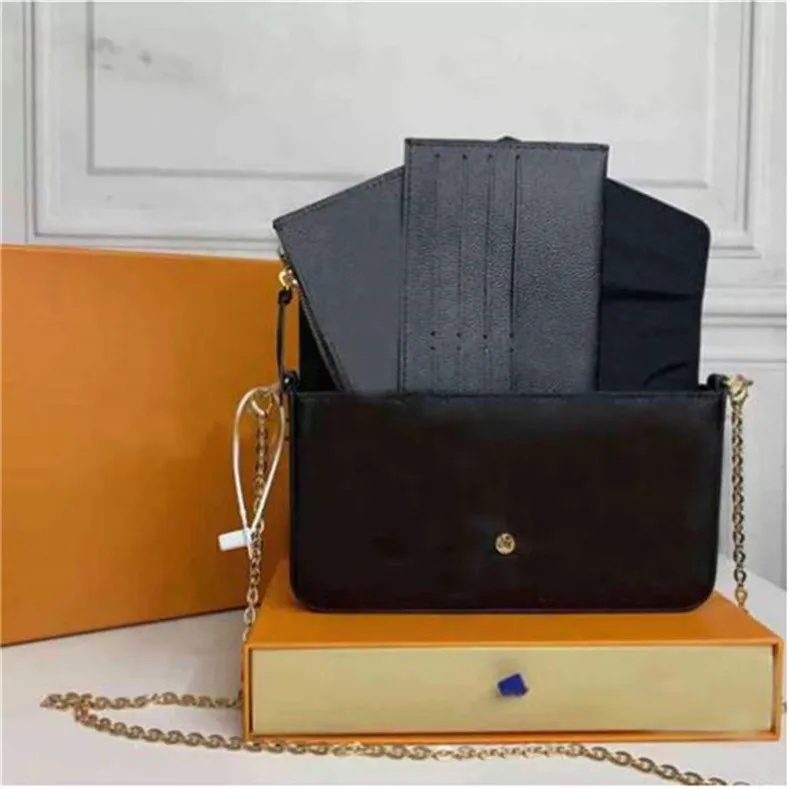 3 pieces Evening Bags with BOX and serial number famous designer handbags women shoulder crossbody Wallet phone bag presbyopic mini messenger card LOULOU wallet