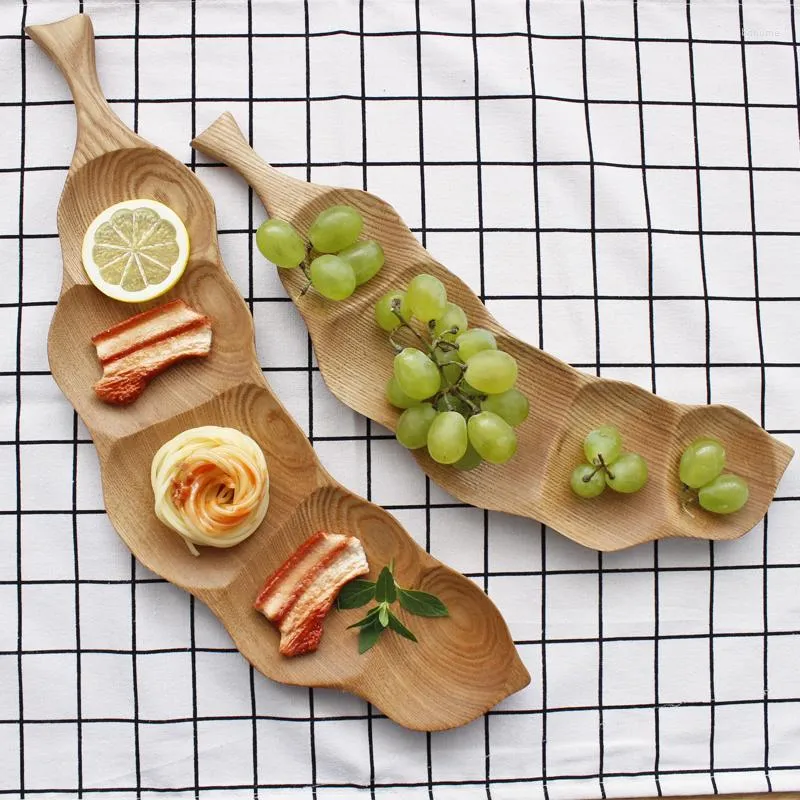 Plates Creative Handmade Whole Wooden Plate Curved Bean Shape Log Nut Snack Serving Tray Home Decoration