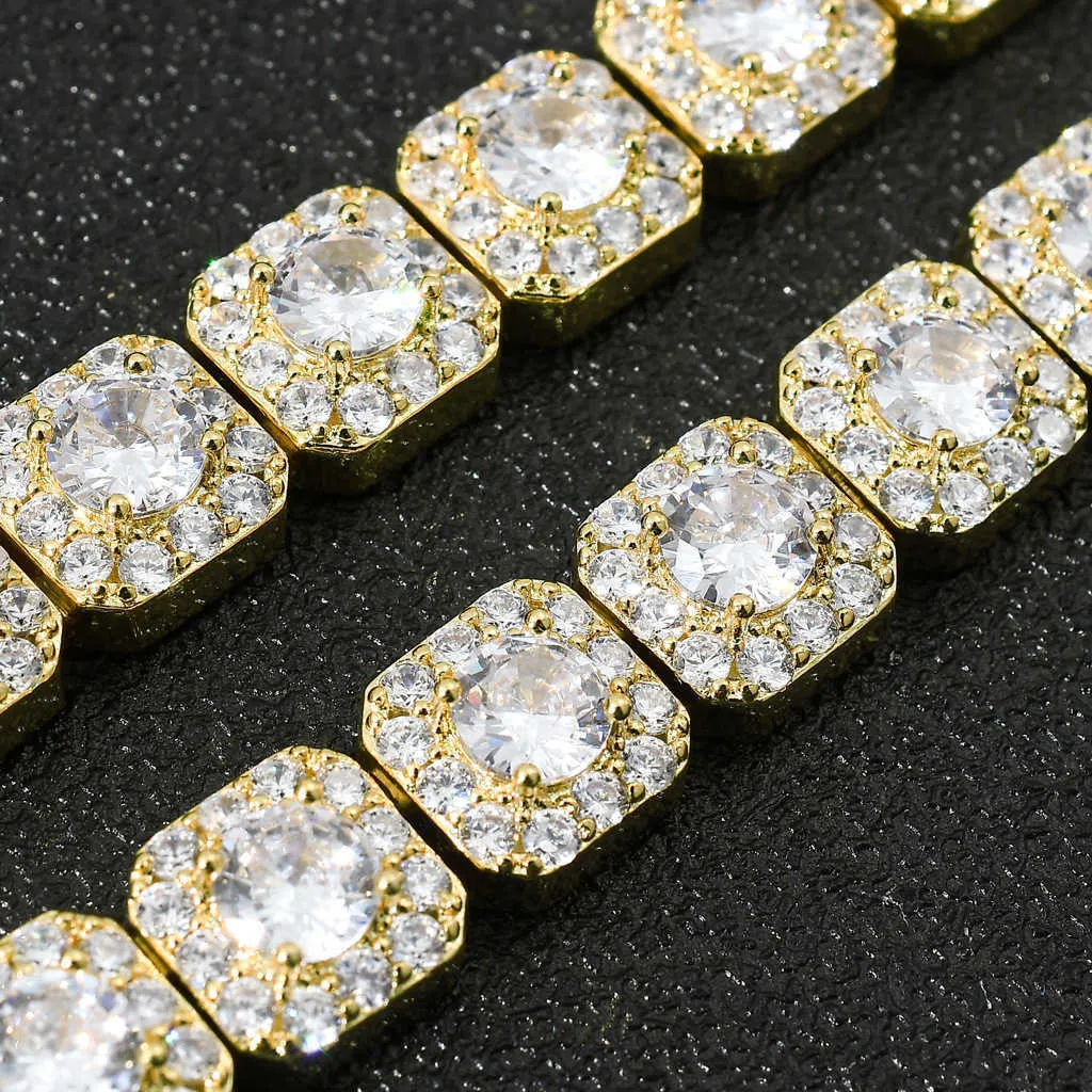 İns hip hop 13mm kare kristal şeker zirkon moda erkekler elmas bilezik