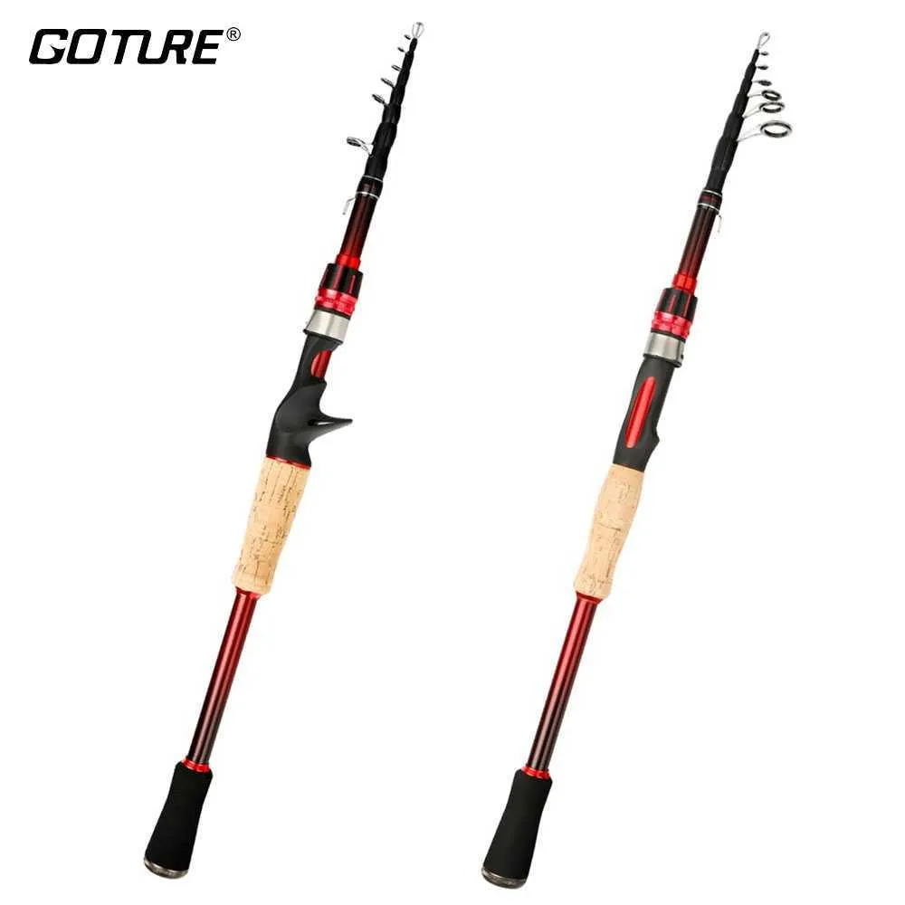 ボート釣り竿Goture Carbon SpinningCasting Telescopic Fishing Rod 21M 24M 27M 3M FAST ACTION PORTABLE ULTRA LIGHT POLE J230211