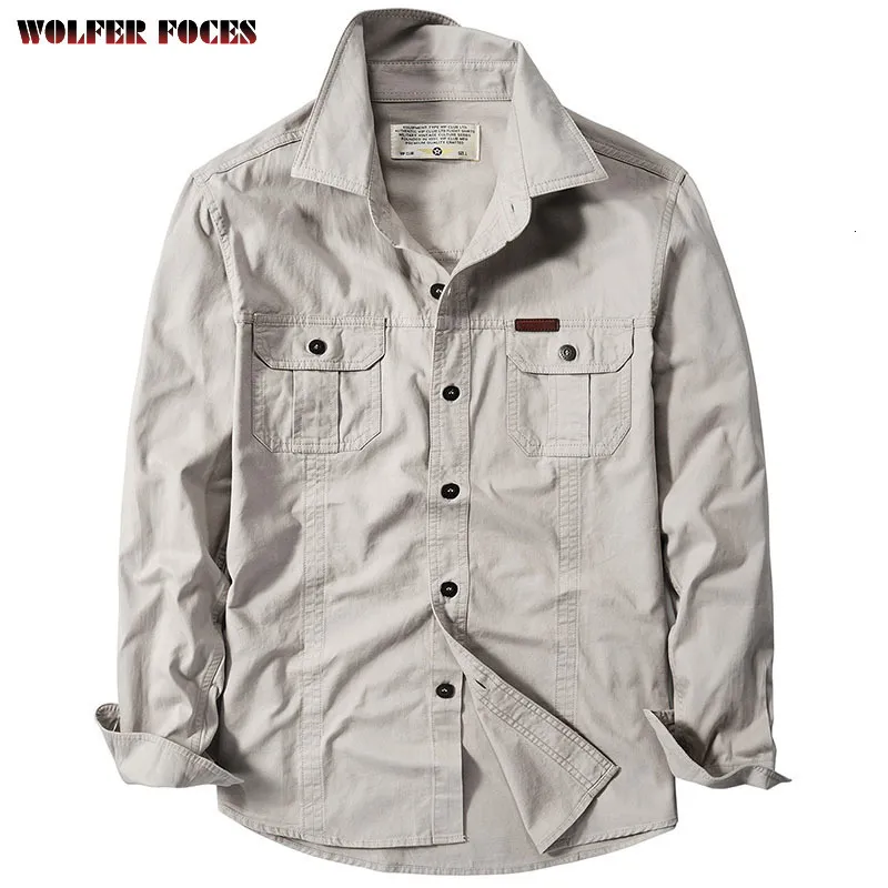 Men's Casual Shirts For Men Oversized Clothing Long Sleeve Cotton Shirt Spring Oxford Male Military Cardigan Fashion Blouse 230211