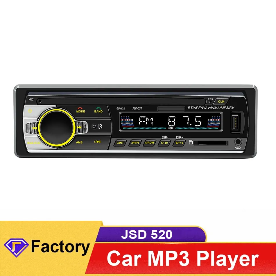 1 DIN voiture lecteur MP3 Bluetooth Radio émetteur téléphone portable mains libres USB/SD stéréo multimédia dans le tableau de bord entrée Aux