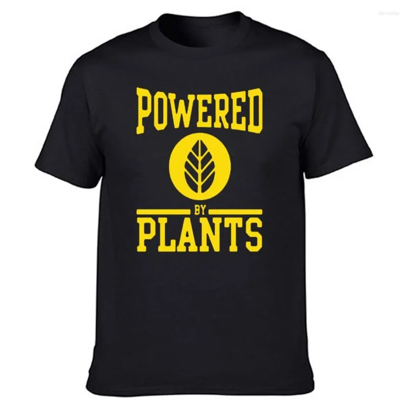 T-shirt da uomo Divertente Power By Plants Grafica in cotone Streetwear Manica corta O-Collo Harajuku T-shirt vegana vegetariana Abbigliamento da uomo