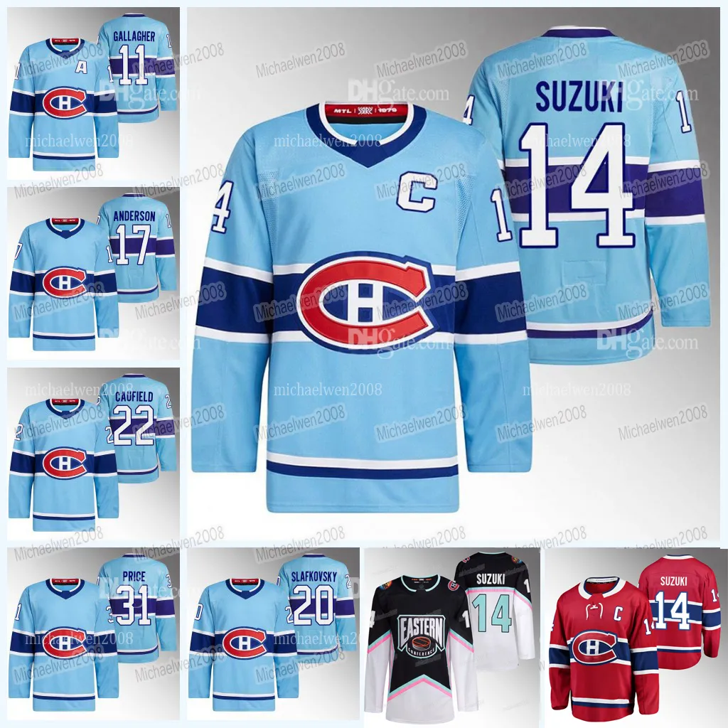 Canadiens 14 Nick Suzuki 2023-24 Jersey Cole Caufield Alex Newhook Kirby Dach Juraj Slafkovsky Josh Anderson Brendan Gallagher Arber Xhekaj Jake Allen Justin Barron