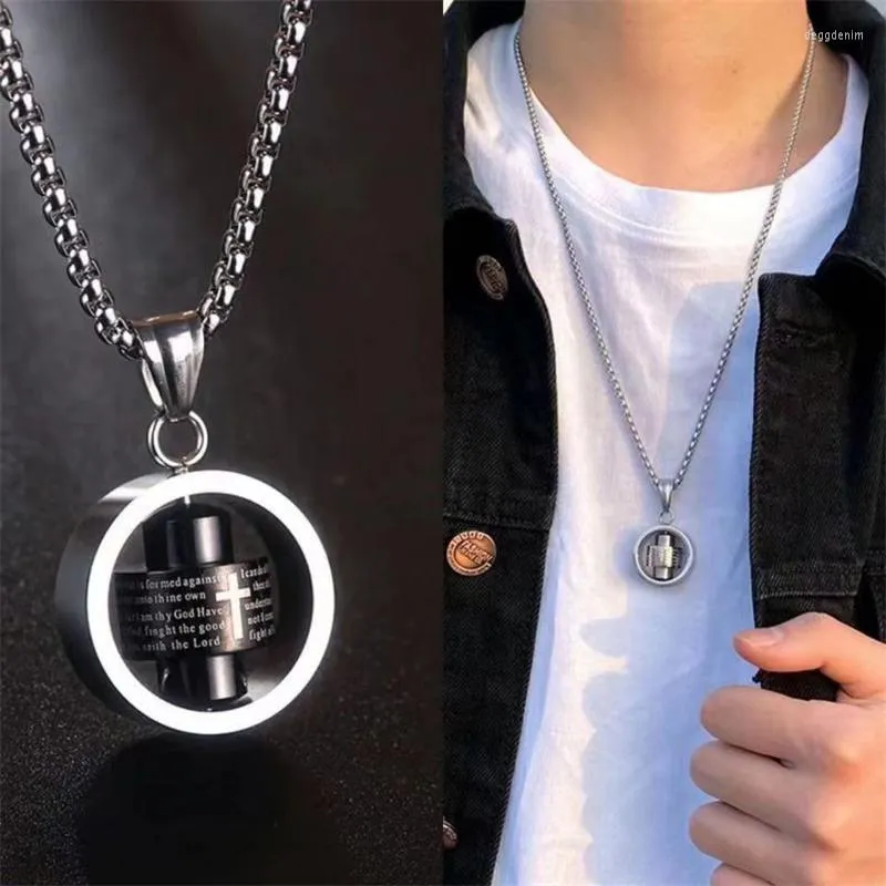 Colliers pendants Collier de croix de roue chanceuse vintage pour hommes punk punk longue chaîne gothique rose bijoux de cou à la mode en gros