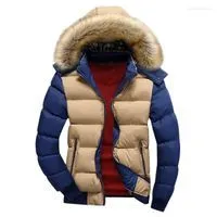 Men`s Down Men Parkas Winter Warm Fleece Jacket 9 Color Fashion Fur Hood Hat Detachable Outerwear Casual Mens Coats Thick Hoodies