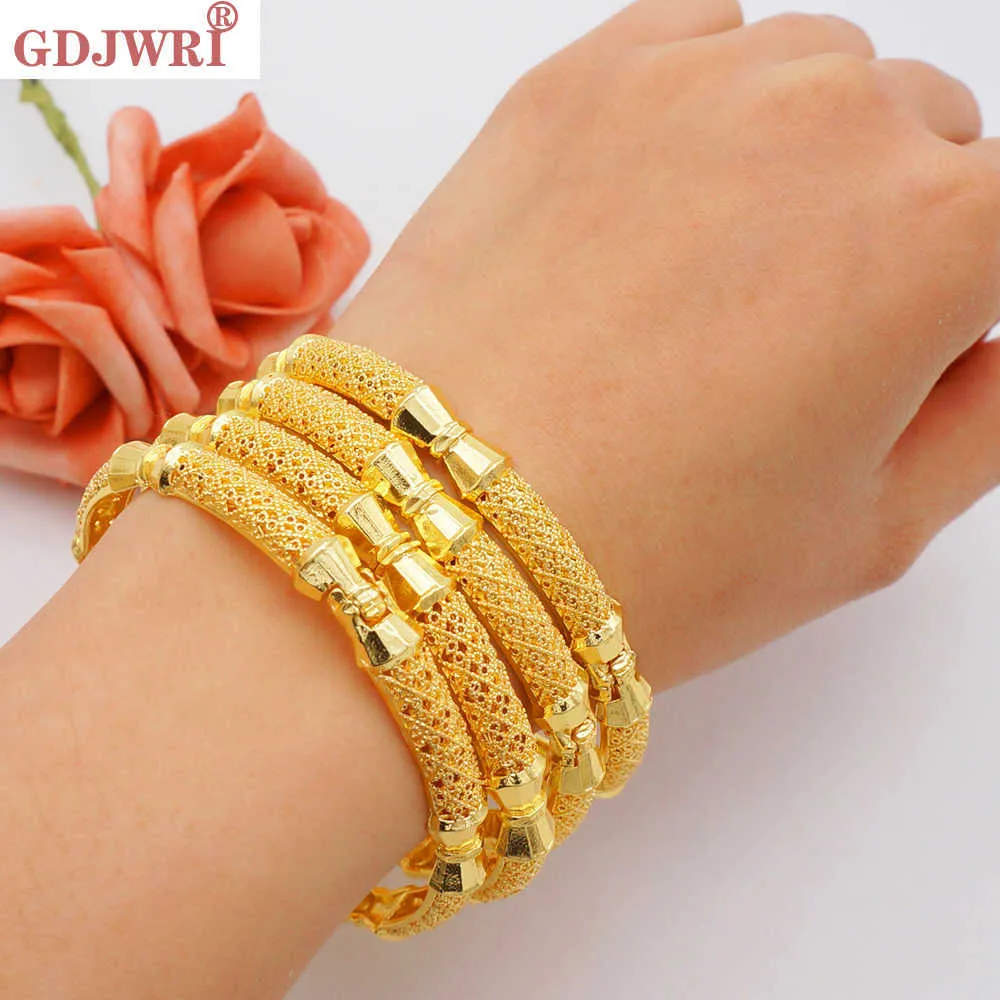 Bangle Dubai Bangle For Women Indian Bangles Africa Jewelry Gold Color Beads Bangle Armband Etiopian Wedding Bride Party Gift G230210