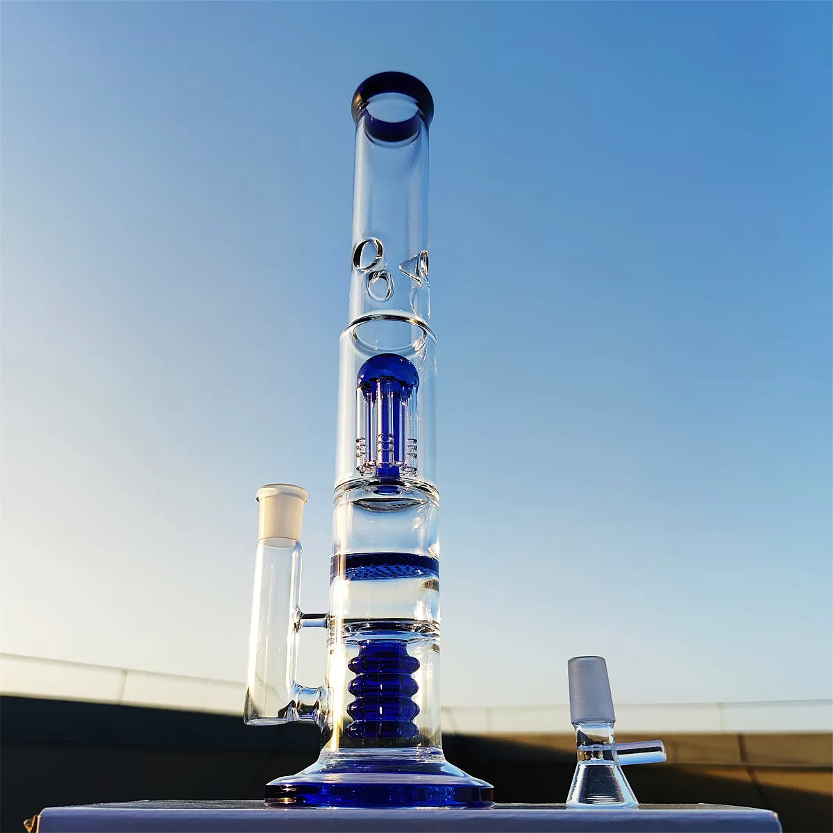 2023 16 Inch 40 CM Heady Bong Glass Water Pipes straight with 18mm Bowl Thick Heady Beaker Percolator Jelly Fish Tire FIter Bong Recycler Dab Rigs for Smoking Bubbler