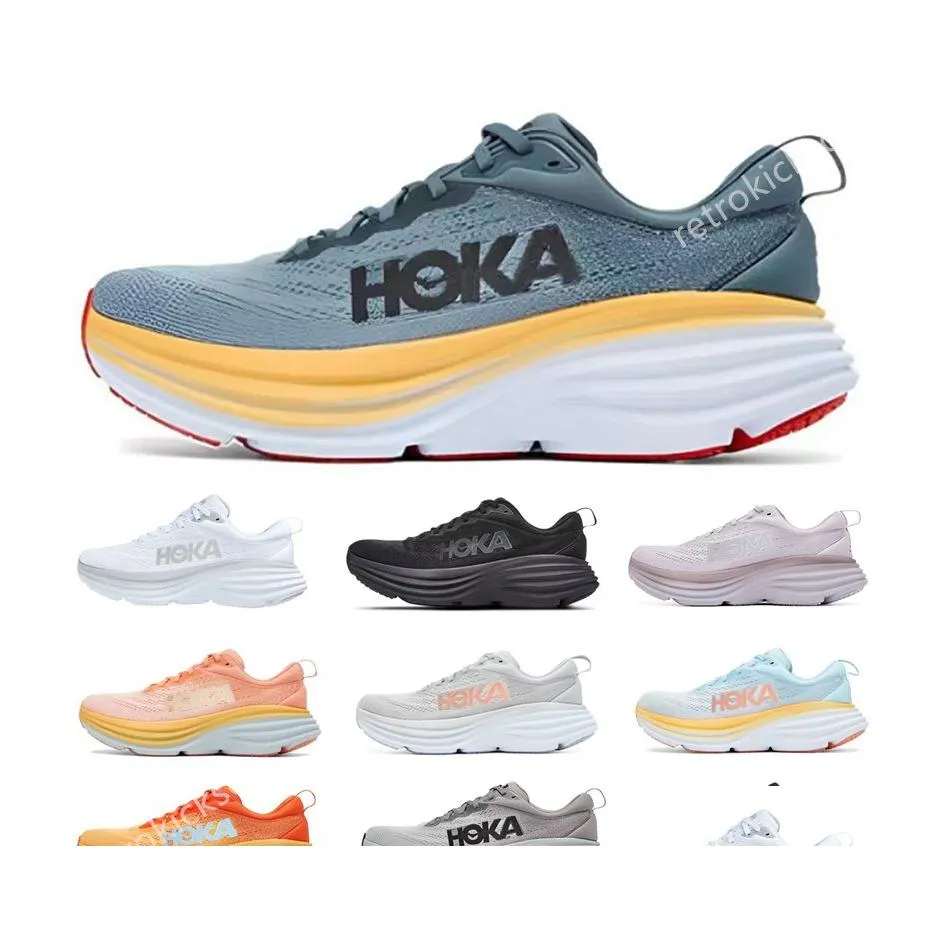 Buty motocyklowe 2022 Hoka One Bondi 8 Running Shoe Local Store Store Sneakers Accept Accept Lifestyle Absorption Highway Dhdkm