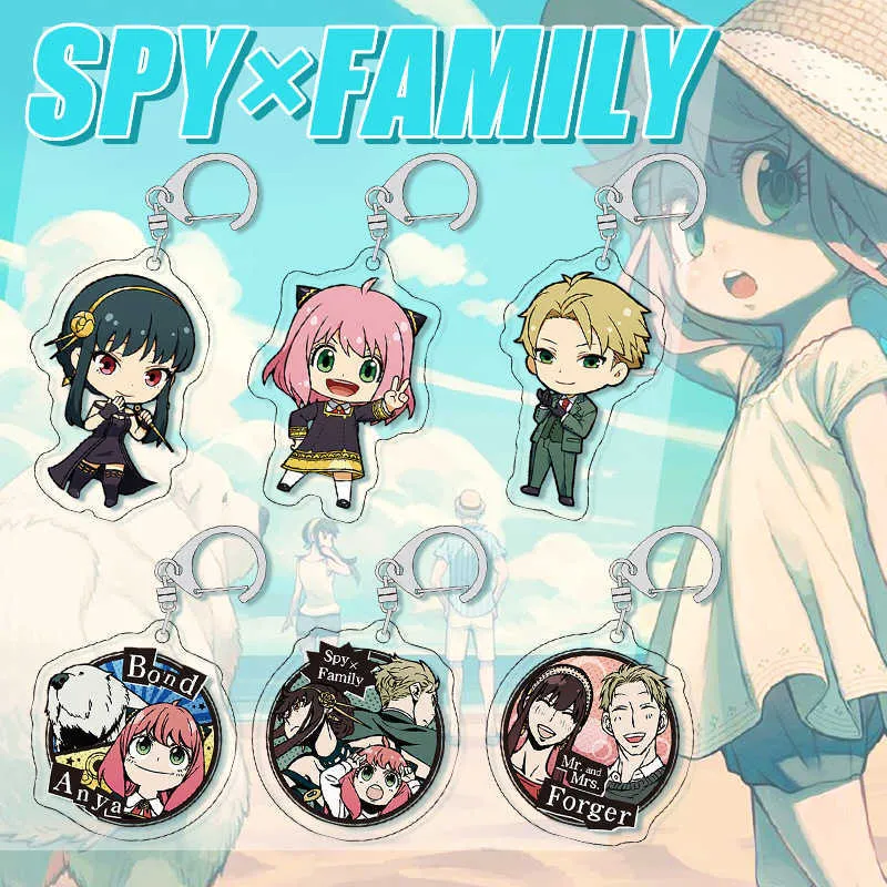 Key Rings 6cm Anime SPY X FAMILY Keychain Acrylic Cartoon Cosplay Loyor Anya Yor Figure Key Ring Jewelry Gifts Props keychains Accessories G230210