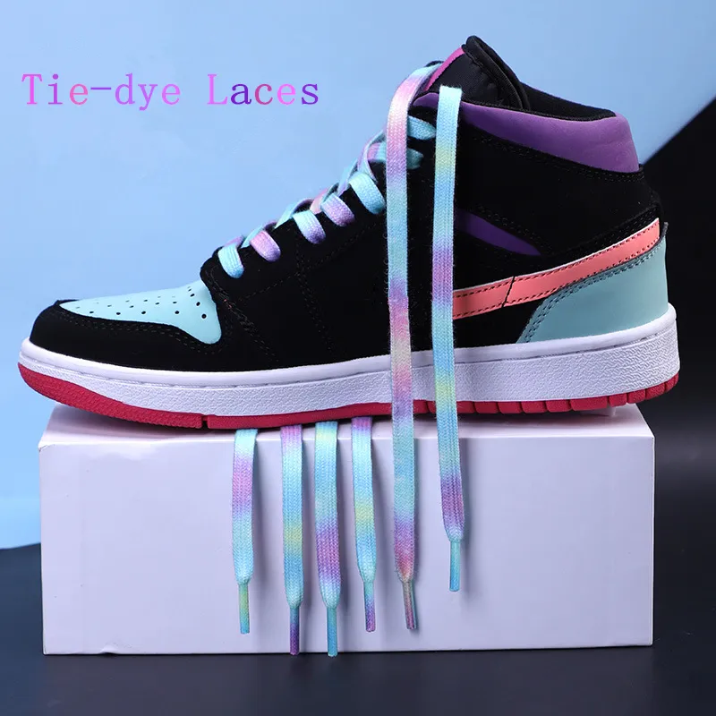 Shoe Parts Accessories Tiedyed shoelaces A sneakers shoelace basketball shoes fashion personality color sports flat lace rope wholesale 230211