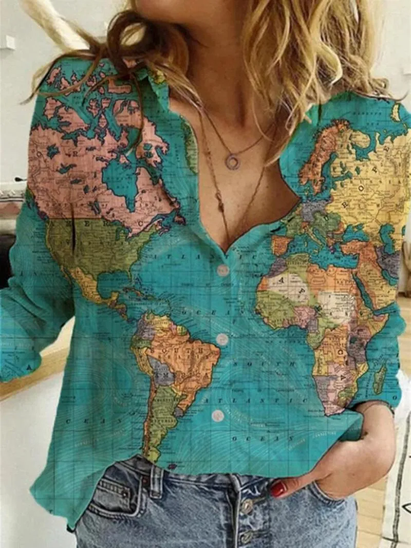 女性のTシャツ2023秋と冬の女性のウィッシュマップは、印刷された長袖のシャツを描いています。