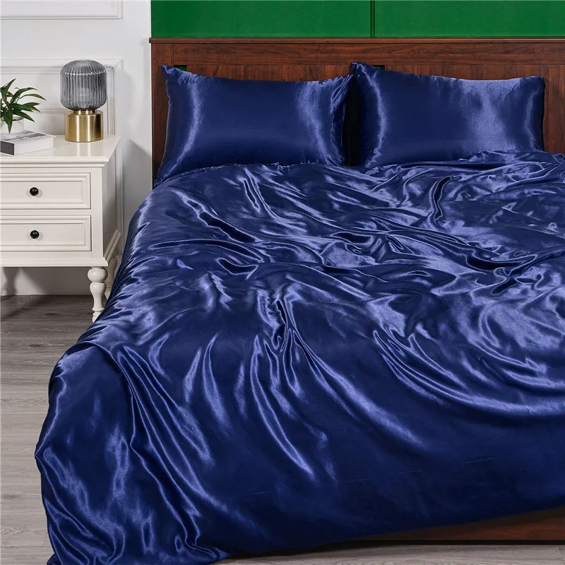 Juegos de cama Juegos de ropa de cama de satén Juegos de cama de lujo Edredones de cama doble Juegos de fundas de edredón de color sólido Fundas de edredones Twin King Queen 200x240 230211