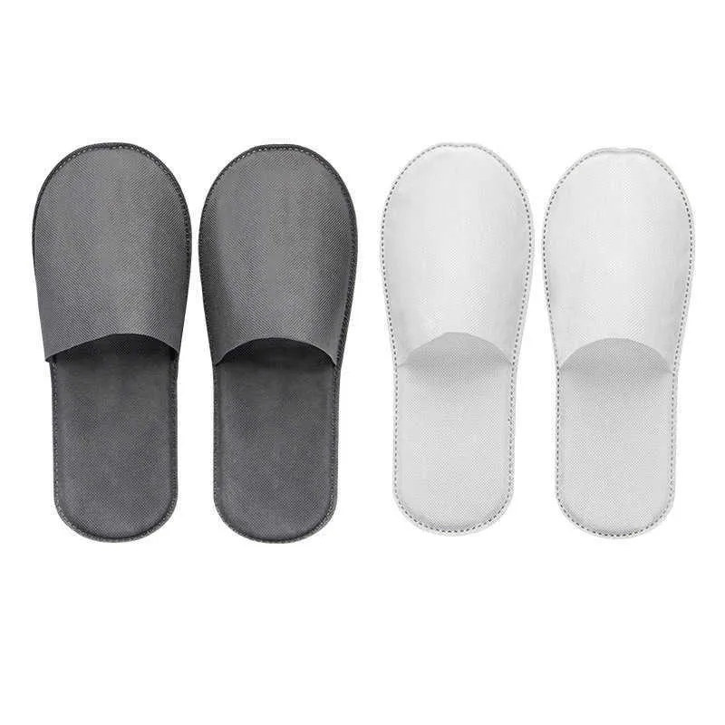 Slippers 5Pairs Disposable Slipper Shop Hotel Spa Slippers Environmental Protection Degradable Customized Non-woven Home Closed Toe G230210