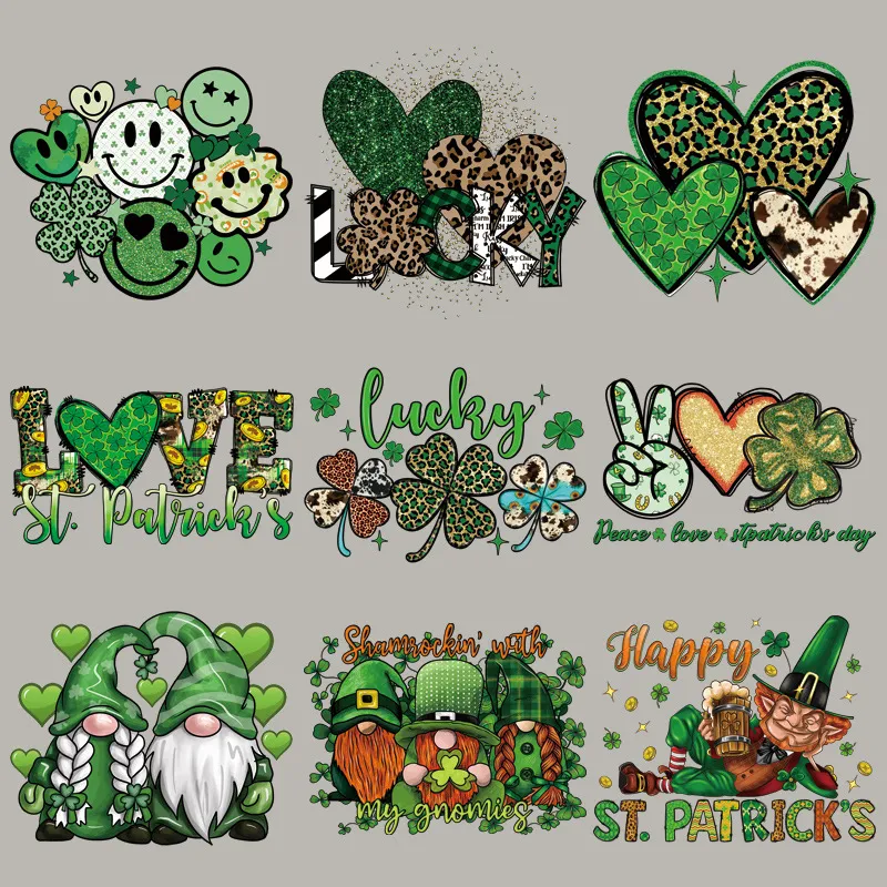 مفاهيم كبيرة الحجم St. Patrick's Day Transfer Sticker الحديد على بقع شارات لطيفة اللطيفات A-Level لزخارف وسادة DIY ديي