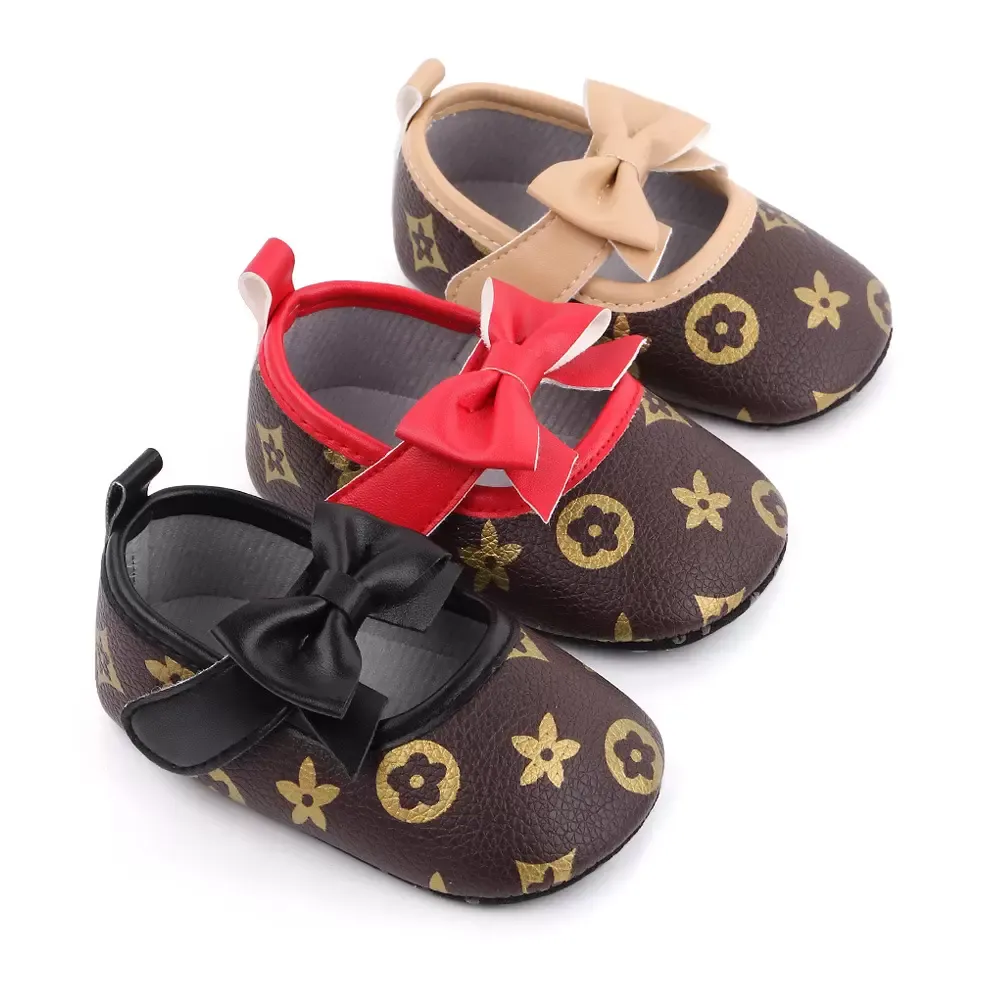 2023 New Summer Baby Gilrs Shoes Fashion 0-1 Year First Walkers Newborn Princess Bow Soft Bottom Crib Prewalker