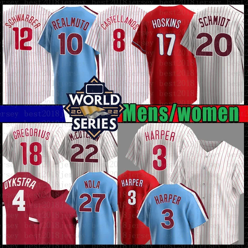 Maglia da baseball Philadelphia 2023 Bryce J.T.Realmuto Harper Nick Castellanos Kyle Schwarber Mike Schmidt Didi Gregorius Alec Bohm Matt Vierling rhys Hoskins nola