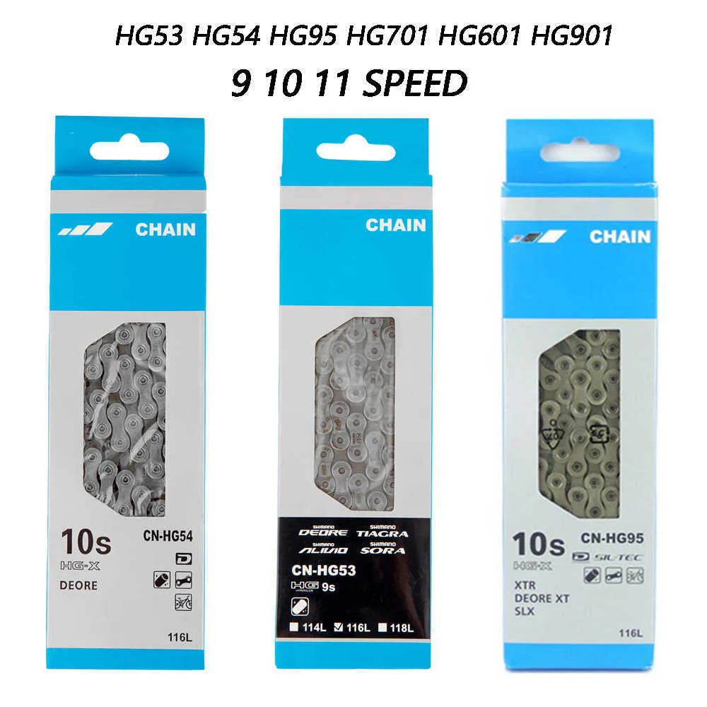 8/9/10/11 Speed ​​Bicycle HG53 HG54 HG95 HG901 HG701 HG601 11V MTB 118L 116 Links Road Mountain Bike 10S Chains 0210