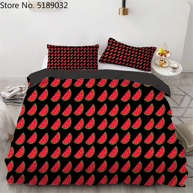 Bedding sets Summer Fruit Bed Cover Pineapple watermelon Printed Quilt 2 3 Piece Sets Teens Adult Food Pattern Home Bedclothes 230210