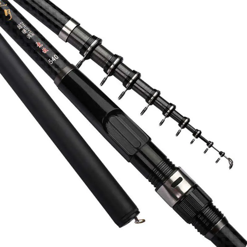 Boat Fishing Rods Carbon Fiber Rock Fishing Rod 36 45 54 63 72m Retractable Ultralight Telescopic Fishing Pole Superhard GAN034 J230211