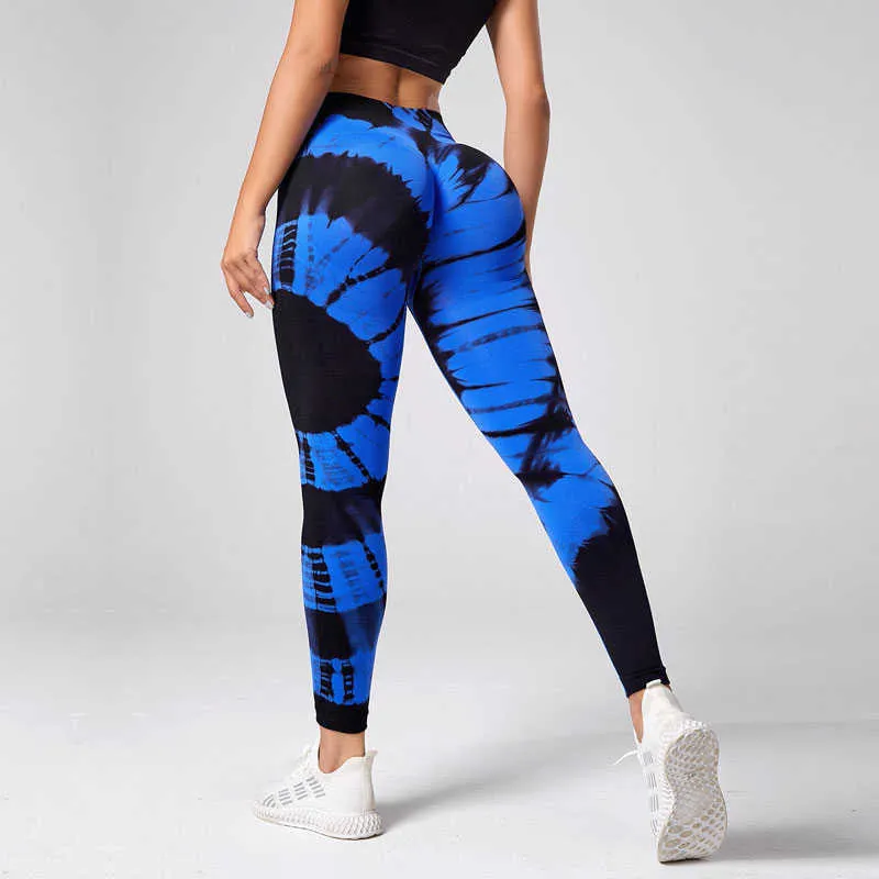 Yoga -outfit Tie Dye Sports leggings voor vrouwen Scrunch Butt Leggings Gedrukte workout panty's Push Up Yoga Pants Gym Fitness naadloze legging T230211