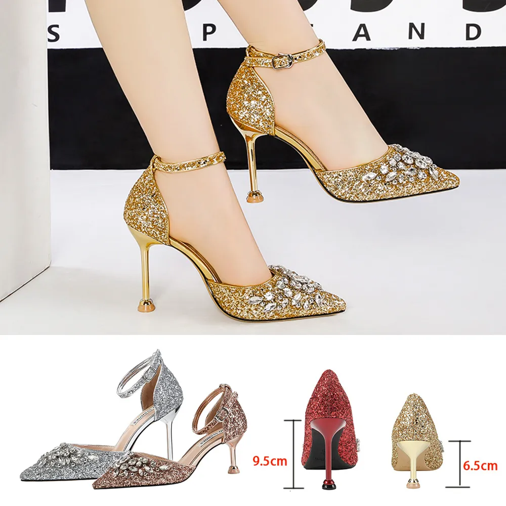 Chaussures Habillées BIGTREE Glitter Talons Hauts Bling Escarpins Femmes Mariage Mariée Sandales À Talons Aiguilles Femme Luxe D'Orsay Chaussures Habillées 230210