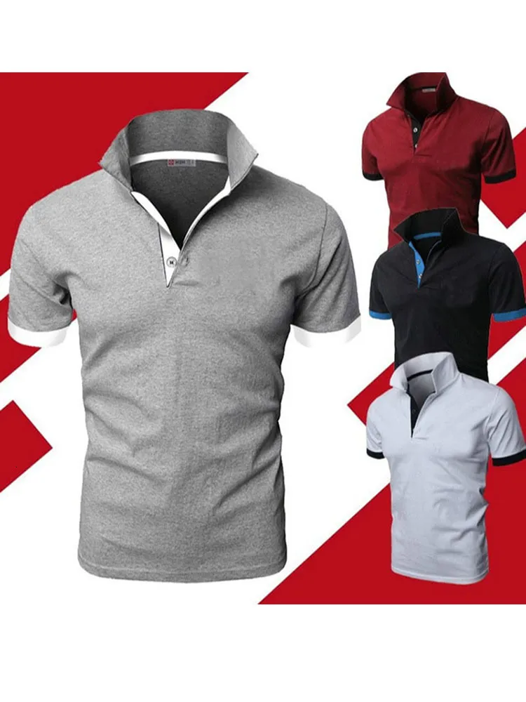 Męska koszulka polo polo suma mężczyzn obrotu krótkiego rękawu Slim Tops swobodny oddychający kolor Business Asian plus size 5xl 230211