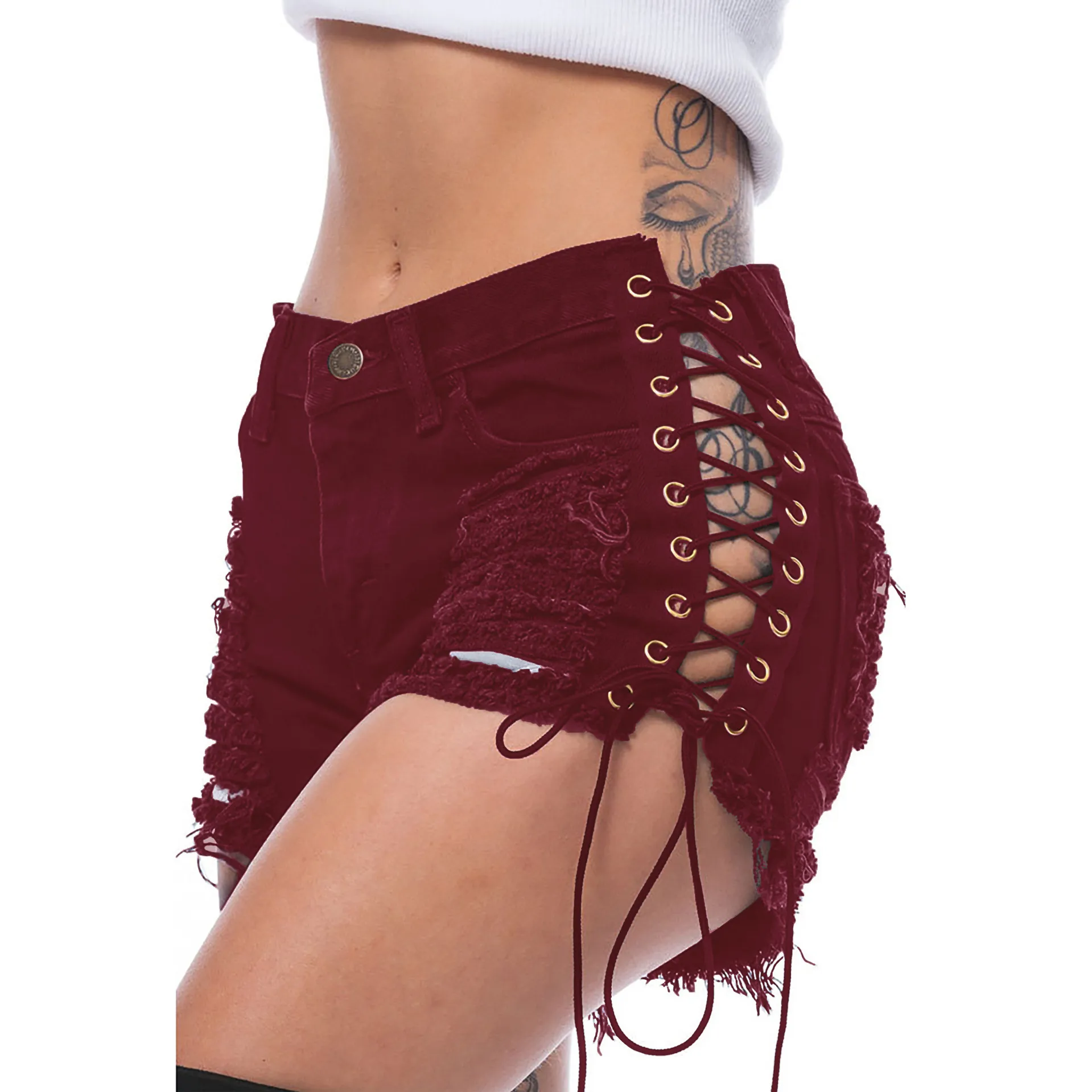 Jeans Sommer Shorts Europäisch-Amerikanisch Damen Kleider Bettler Löcher Bandagen Sexy Hotpants D198H4