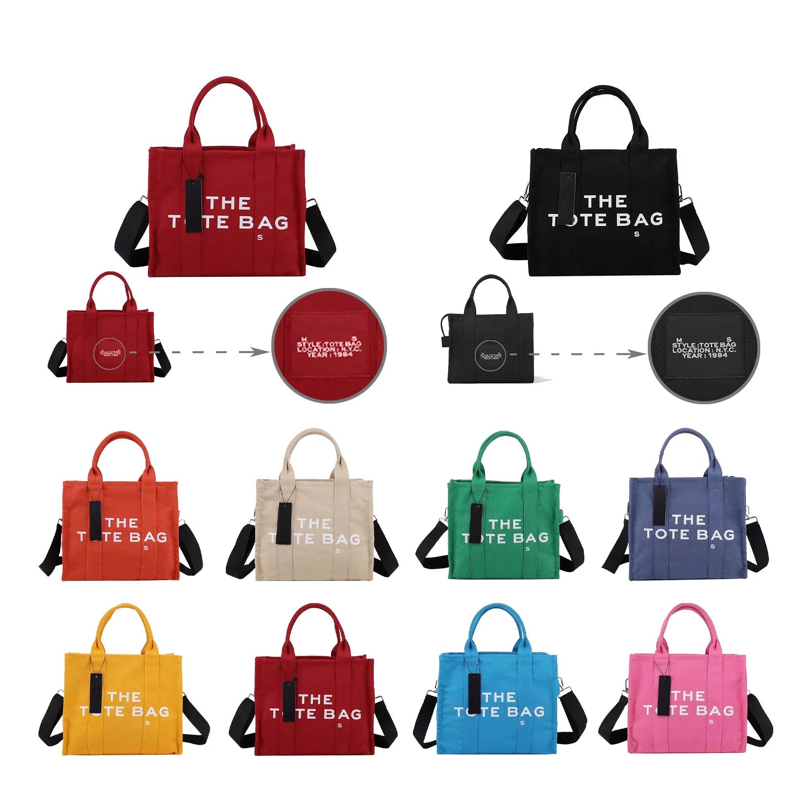 Canvas Luxury Designer Tote Shopping Bag Marc Jocobs Womens Mens Marcjocobs Nylon Pu Cool Shoulder Handbags Crossbody Clutch Casual Square Stora kapacitetspåsar